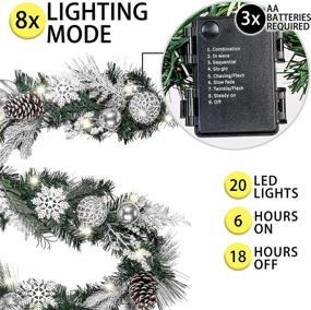 img 1 attached to 🎄 Valery Madelyn Pre-Lit Frozen Winter Silver White Christmas Garland - 6ft with 20 LED Lights, Ball Ornaments & Battery Operated - Perfect Xmas Decor for Front Door, Window, Fireplace Mantle