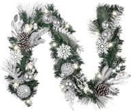 🎄 valery madelyn pre-lit frozen winter silver white christmas garland - 6ft with 20 led lights, ball ornaments & battery operated - perfect xmas decor for front door, window, fireplace mantle logo