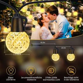 img 1 attached to GYMTOP Outdoor String Lights: 50FT LED with 20 Dimmable Waterproof Shatterproof Bulbs – 6 Dynamic Modes for Patio, Backyard, Party, Bistro, Garden, Cafe, Wedding