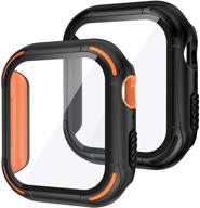 🌟 [2pack] tensea apple watch screen protector case se series 6 5 4 44mm 40mm accessories, iwatch protective pc face cover with built-in tempered glass film, rugged bumper case 44 40 mm for men (44mm) logo
