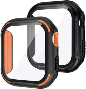img 4 attached to 🌟 [2Pack] Tensea Apple Watch Screen Protector Case SE Series 6 5 4 44mm 40mm Accessories, iWatch Protective PC Face Cover with Built-in Tempered Glass Film, Rugged Bumper Case 44 40 mm for Men (44mm)