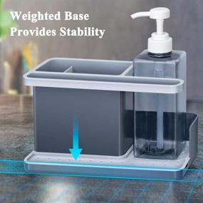 img 1 attached to 🧼 Nieifi Kitchen Sink Caddy Organizer: Elegant Hand & Dish Soap Dispenser + Spare Pump, Brush Holder - Plastic Gray