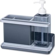 🧼 nieifi kitchen sink caddy organizer: elegant hand & dish soap dispenser + spare pump, brush holder - plastic gray логотип