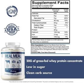 img 2 attached to 💙 Optimized Lean Meal Replacement Powder for Weight Loss & Diet - Real Meal by NutraOne, with Grass-Fed Whey, Organic Oats & Coconut Oil | Blueberry Flavor | 2.6 lbs.