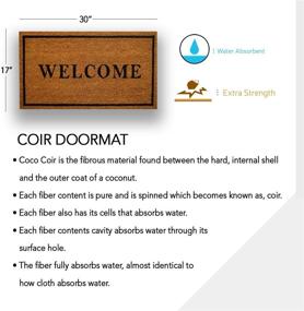 img 3 attached to 🚪 Indoor and Outdoor Coco Coir Door Mat with Heavy Duty Backing - Easy to Clean and Stylish Welcome Doormat in 17”x30” Size for Home Decor