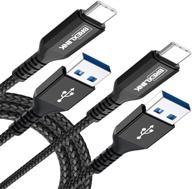 💻 премиум usb 3.0 тип c кабель, brexlink usb c к usb a зарядное устройство кабель (2м 2-шт) - совместим с samsung galaxy s10/s9, huawei p10/p9, google pixel, nintendo switch - быстрая зарядка и передача данных (черный) логотип