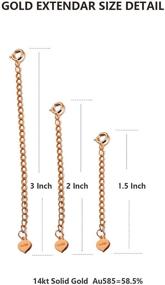 img 1 attached to 🔗 Adjustable 14K Solid Gold Cable Chain Extender - 1.5-2-3 Inch Length - Dainty, Durable, and Multifunctional Jewelry Extender for Gold Necklaces and Bracelets