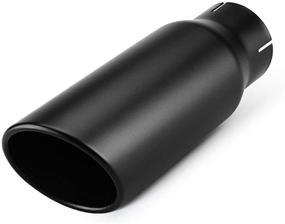 img 4 attached to 🚚 A-KARCK Exhaust Tip: 3" Inlet, 4" Outlet, 12" Length for Truck Tailpipe - Clamp On Muffler Tip with Rolled Angle Cut Design