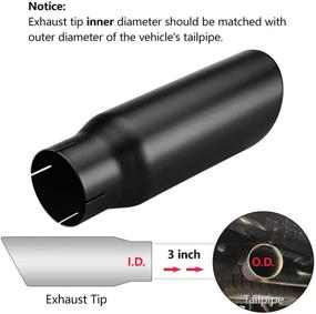 img 1 attached to 🚚 A-KARCK Exhaust Tip: 3" Inlet, 4" Outlet, 12" Length for Truck Tailpipe - Clamp On Muffler Tip with Rolled Angle Cut Design