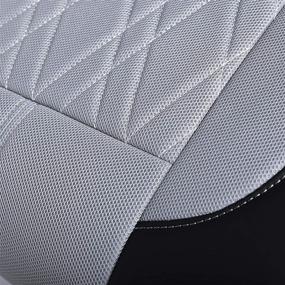 img 2 attached to 🚗 Season Guard Traveler Automotive Car Seat Covers: 3D Semi-Custom Luxury Faux Leather, Universal Fit For Cars Truck Van SUV - Black with Grey Accent