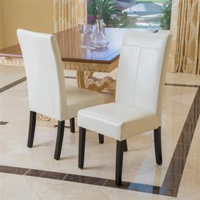 img 3 attached to 🪑 Christopher Knight Home Lissa Кремовые обеденные стулья из искусственной кожи, набор из 2 штук - Улучшено для SEO