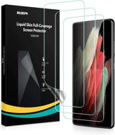 📱 esr liquid skin screen protector 3 pack for samsung galaxy s21 ultra 2021 - supports fingerprint sensor, full coverage polymer film, includes installation kit logo