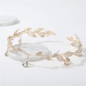 img 1 attached to 👑 Rhinestone Leaf Wedding Tiara Headband for Brides - Rose Gold Crown Headband for Pageants, Wedding, Prom, and Birthday