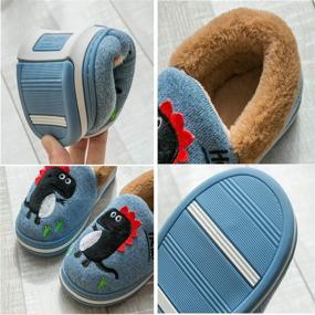 img 2 attached to 🦕 Dinosaur Indoor Slippers for Girls and Boys - Warm Plush House Shoes, Cute and Cozy, Winter Cotton Anti-Slip Footwear