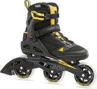 🛼 rollerblade macroblade 100 3wd: black and saffron yellow performance inline skates for men's adult fitness logo