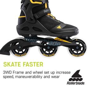 img 1 attached to 🛼 Rollerblade Macroblade 100 3WD: Black and Saffron Yellow Performance Inline Skates for Men's Adult Fitness