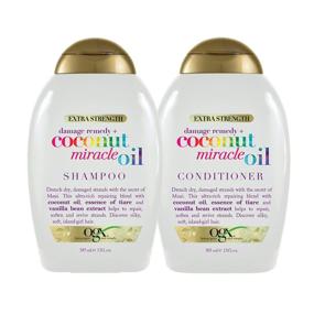 img 4 attached to 🥥 OGX Extra Strength Damage Remedy + Coconut Miracle Oil Shampoo & Conditioner Set - 13 Ounce: Ultimate Hair Repair and Nourishment