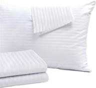 🛏️ premium 4-pack pillow protectors: standard size 20x26 inches, high thread count 400, cotton sateen blend, tight weave, non noisy, zippered, white - lifetime replacement guarantee! logo