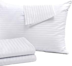 img 4 attached to 🛏️ Premium 4-Pack Pillow Protectors: Standard Size 20x26 Inches, High Thread Count 400, Cotton Sateen Blend, Tight Weave, Non Noisy, Zippered, White - Lifetime Replacement Guarantee!