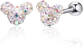 img 4 attached to 💎 Stylish 20g Stainless Steel Minnie Mouse Cartilage Stud Earrings: Red Blue AB Colors with CZ Gems, Ideal for Women and Girls