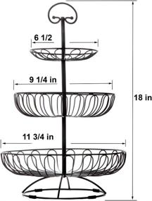 img 2 attached to 🍏 Lily's Home Wire Fruit and Vegetable Holder: 3-Tiered Fruit Basket for Stylish Kitchen Organization - Black