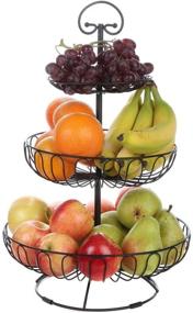 img 4 attached to 🍏 Lily's Home Wire Fruit and Vegetable Holder: 3-Tiered Fruit Basket for Stylish Kitchen Organization - Black