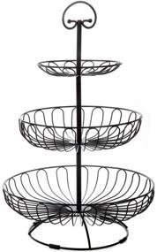 img 1 attached to 🍏 Lily's Home Wire Fruit and Vegetable Holder: 3-Tiered Fruit Basket for Stylish Kitchen Organization - Black