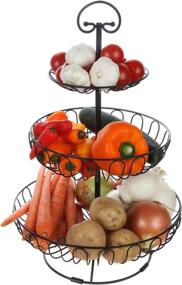 img 3 attached to 🍏 Lily's Home Wire Fruit and Vegetable Holder: 3-Tiered Fruit Basket for Stylish Kitchen Organization - Black