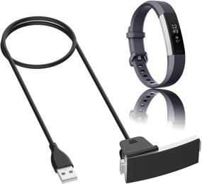 img 2 attached to KingAcc 2-пак заменяющих кабелей для зарядки USB, док-адаптеров для фитнес-браслета Fitbit Alta HR Smart Fitness Watch - 3,3 фута/1 метр
