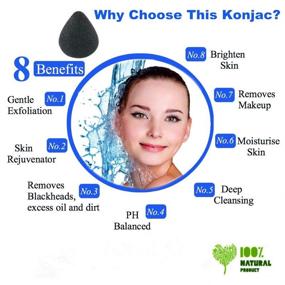 img 1 attached to 🌿 EMOCCI Organic Konjac Sponge Set for Face - Activated Charcoal Reusable Facial Sponge for Gentle Daily Exfoliation & Skincare - Makeup Remover - Natural Konjac Sponge with Gift Box - 3pcs Pack