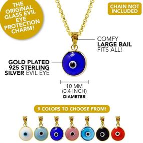 img 3 attached to 🧿 MIZZE 10 MM Round Glass Evil Eye Charm Pendant - 7 Colors Available, Gold Plated 925 Sterling Silver - Made for Luck