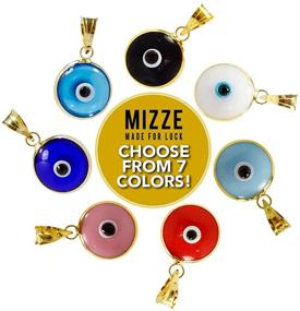 img 1 attached to 🧿 MIZZE 10 MM Round Glass Evil Eye Charm Pendant - 7 Colors Available, Gold Plated 925 Sterling Silver - Made for Luck