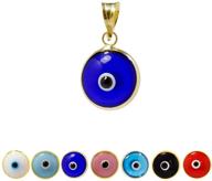 🧿 mizze 10 mm round glass evil eye charm pendant - 7 colors available, gold plated 925 sterling silver - made for luck logo