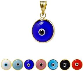 img 4 attached to 🧿 MIZZE 10 MM Round Glass Evil Eye Charm Pendant - 7 Colors Available, Gold Plated 925 Sterling Silver - Made for Luck