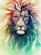 full square diamond angry lion diy 5d diamond painting 🦁 kit - rhinestone cross stitch art craft supply for home wall decor logo