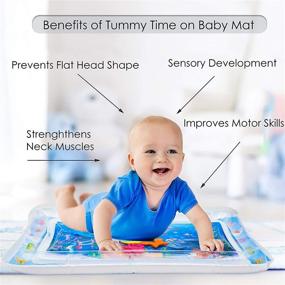 img 1 attached to Inflatable Tummy Time Premium Water Mat for Infants and Toddlers: 👶 The Ideal Fun-Filled Play Activity Center to Stimulate Your Baby's Growth and Development