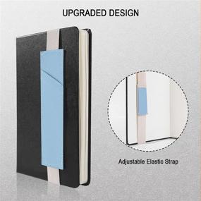 img 2 attached to 📚 2-Pack Adjustable Leather Pen Holder Bands in Light Blue for Hardcover Notebooks, Journals, Planners - Suitable for Heights 8&#34; to 11.5&#34;