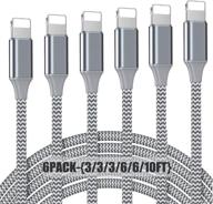 🔌 nuinno mfi certified iphone charger 6-pack, nylon braided lightning cable set (3/3/3/6/6/10ft) - fast charging & syncing, long cord compatible with iphone 11pro max/11pro/11/xs/max/xr/x/8/8p/7 and more logo