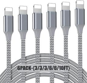 img 4 attached to 🔌 Nuinno MFi Certified iPhone Charger 6-Pack, Nylon Braided Lightning Cable Set (3/3/3/6/6/10ft) - Fast Charging & Syncing, Long Cord Compatible with iPhone 11Pro Max/11Pro/11/XS/Max/XR/X/8/8P/7 and More