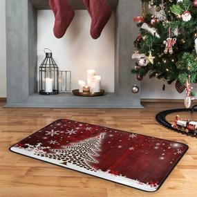 img 3 attached to Премиум набор ковриков для кухни под рождественскую елку: 🎄 антискользящий коврик для ванной и коврик для входа, размером 39x20 дюймов.
