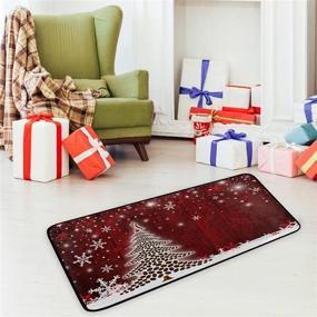 img 2 attached to Премиум набор ковриков для кухни под рождественскую елку: 🎄 антискользящий коврик для ванной и коврик для входа, размером 39x20 дюймов.
