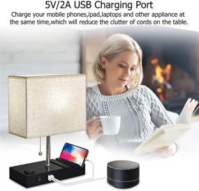 img 1 attached to 🛏️ Multipurpose Bedside Lamp with 3 Phone Stand Base, Natural Daylight, USB Charging Ports, AC Outlets, and LED Bulb Included