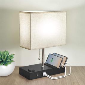 img 4 attached to 🛏️ Multipurpose Bedside Lamp with 3 Phone Stand Base, Natural Daylight, USB Charging Ports, AC Outlets, and LED Bulb Included