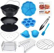 🍽️ 12 piece square air fryer accessory set with recipe cookbook - compatible with philips air fryer, cosori logo