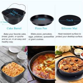 img 3 attached to 🍽️ 12 Piece Square Air Fryer Accessory Set with Recipe Cookbook - Compatible with Philips Air Fryer, COSORI