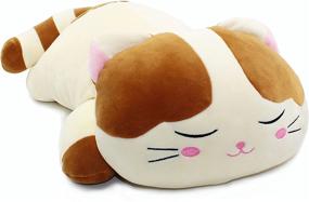 img 3 attached to 🐱 Vintoys Brown Cat Hugging Pillow: Big, Soft, Plush Kitten Kitty Stuffed Animal, 23.5 inches