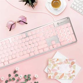 img 3 attached to 💖 LANGTU Backlit LED Pink Keyboard: All-Metal USB Wired Membrane Keyboard with Anti-ghosting - Perfect for Office Use