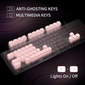 img 1 attached to 💖 LANGTU Backlit LED Pink Keyboard: All-Metal USB Wired Membrane Keyboard with Anti-ghosting - Perfect for Office Use