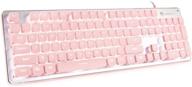 💖 langtu backlit led pink keyboard: all-metal usb wired membrane keyboard with anti-ghosting - perfect for office use логотип