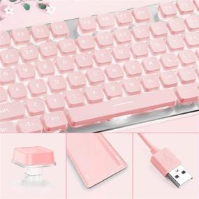 img 2 attached to 💖 LANGTU Backlit LED Pink Keyboard: All-Metal USB Wired Membrane Keyboard with Anti-ghosting - Perfect for Office Use